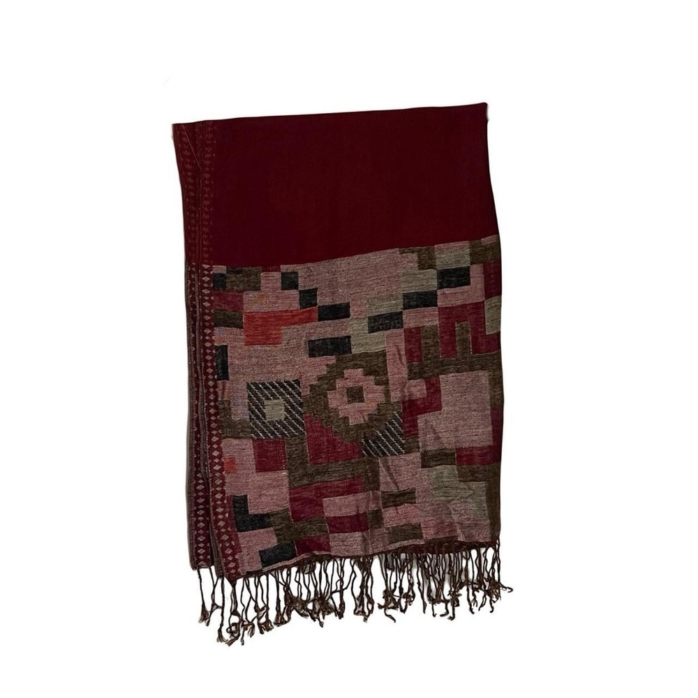 Vintage silk pashmina tasseled scarf